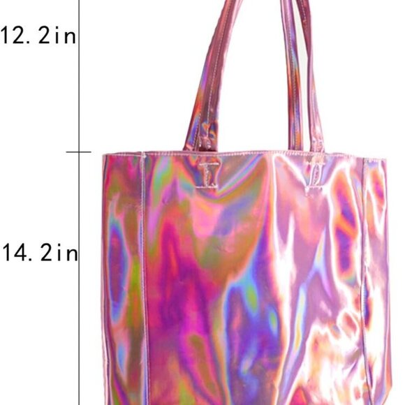 Hologram Tote Bag PU Leather Large Capacity Fashion Shoulder Handbag - Picture 2 of 7